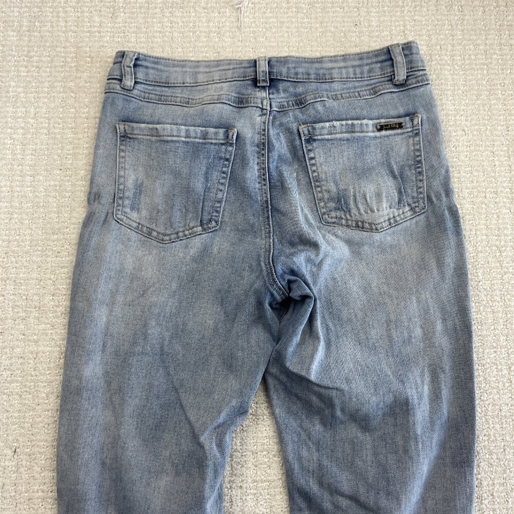 Joseph Ribkoff Jeans Blue Floral / Pearl Embellished Distressed Women Read - Picture 11 of 13